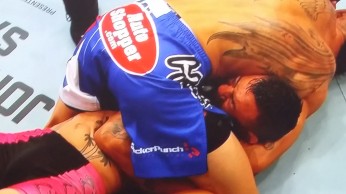 Max Holloway with the Mounted Guillotine Choke on Cub Swanson  UFC Fight Night New Jersey